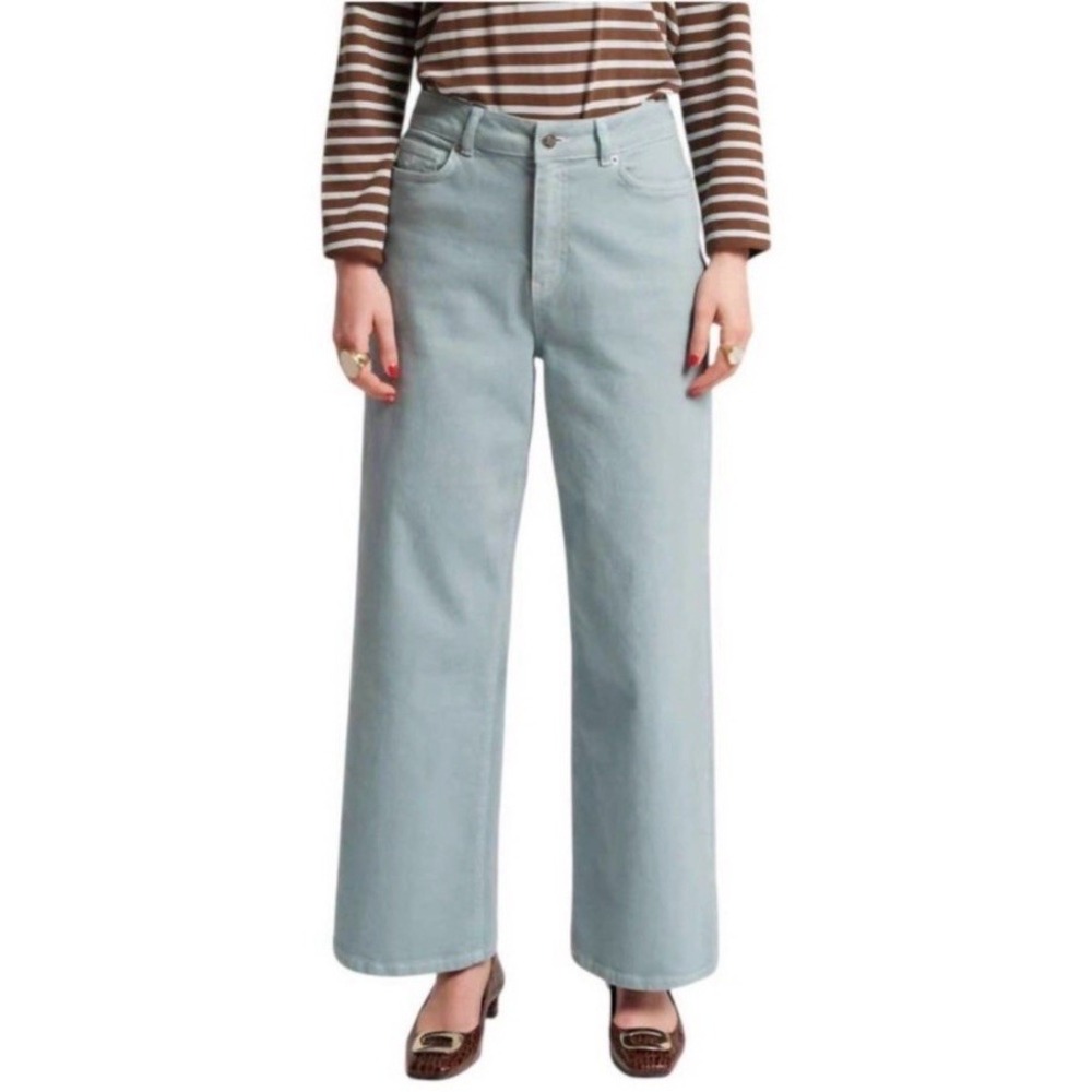 Frances Valentine Jeans Women's Size 6 Ace Wide Leg Stretch Denim in French Blue